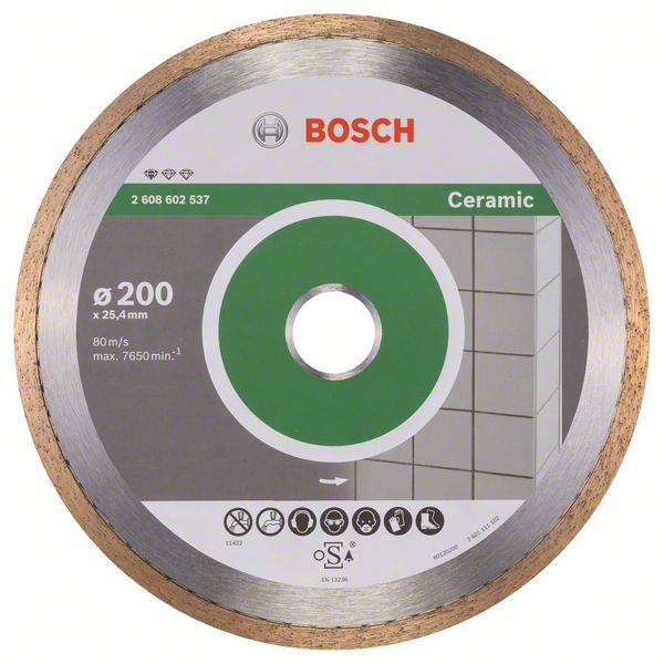Disque à tronçonner diamanté Professional for Ceramic, 200 x 25,40 x 1,6 x 7 mm Bosch 2608602537