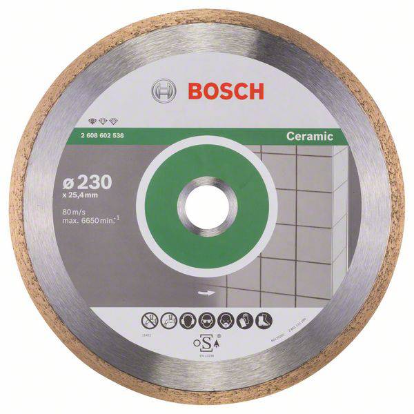 Disque à tronçonner diamanté Professional for Ceramic, 230 x 25,40 x 1,6 x 7 mm Bosch 2608602538