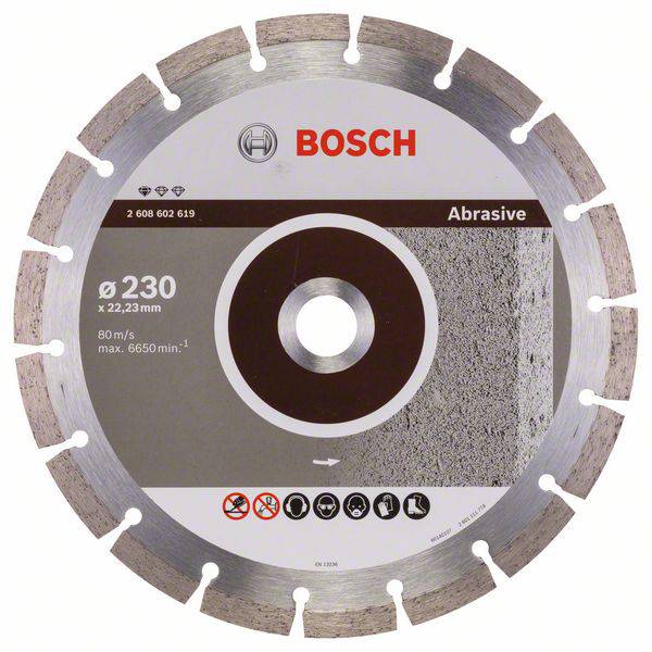 Disque à tronçonner diamanté Professional for Abrasive, 230 x 22,23 x 2,3 x 10 mm Bosch 2608602619