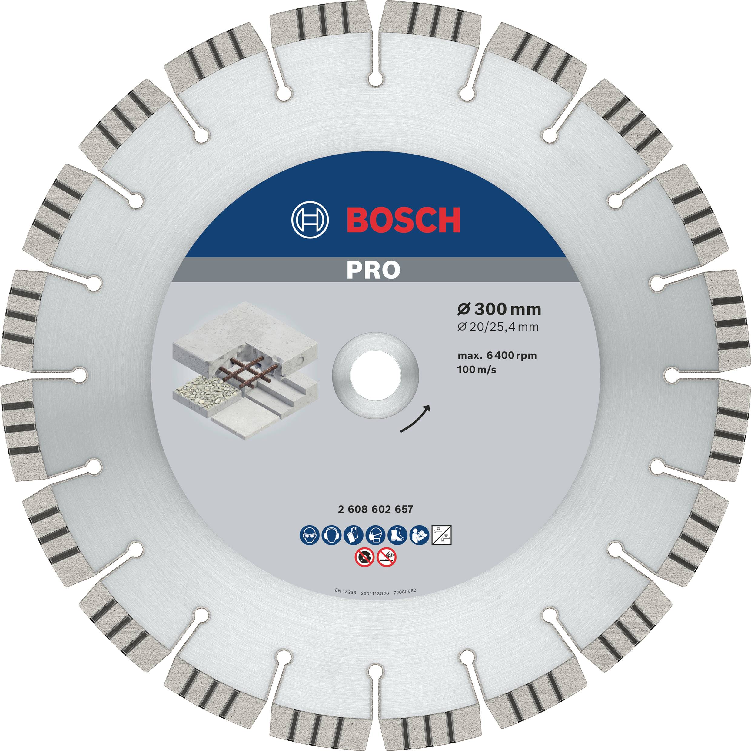 Disque à tronçonner diamanté Best for Concrete, 300 x 20,00+25,40 x 2,8 x 15 mm Bosch 2608602657
