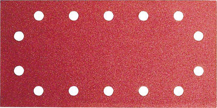 Rectangle rouge avec 14 points blancs, disposés symétriquement le long du bord.