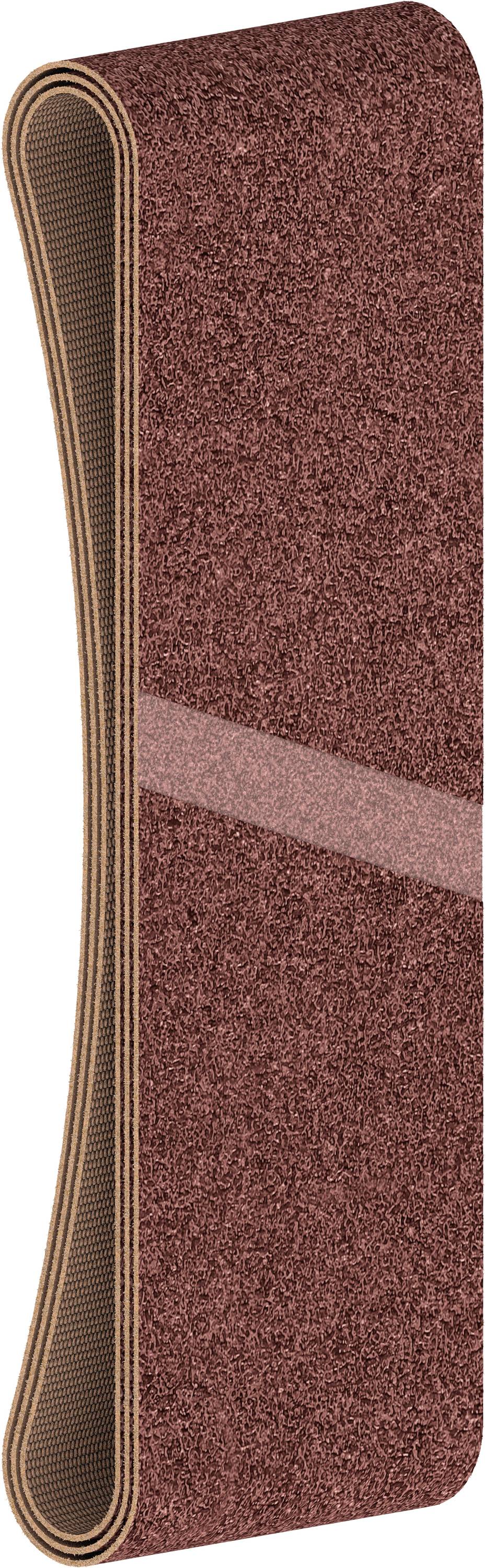 Bande de ponçage brune à surface lisse et couture plus claire au centre, utilisable pour les machines à poncer.