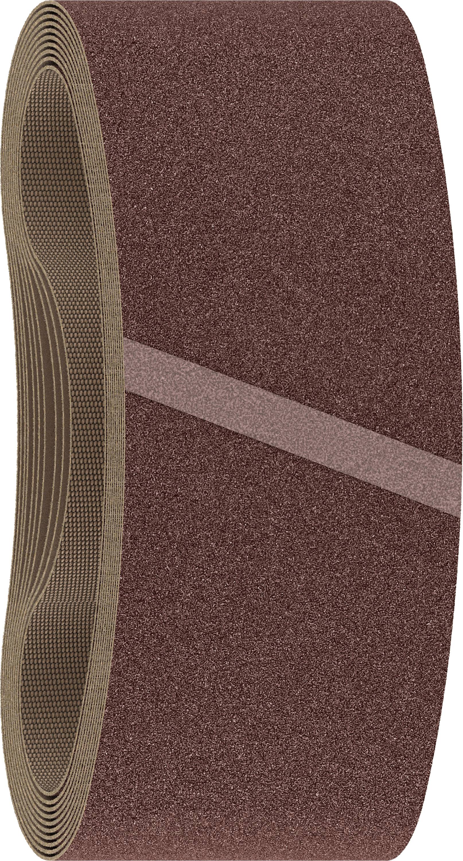 Une bande abrasive brune de forme ovale.