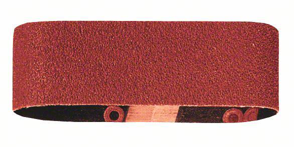 Bande abrasive marron pour un appareil de ponçage, oblongue et plate, montrant la structure du papier de verre.