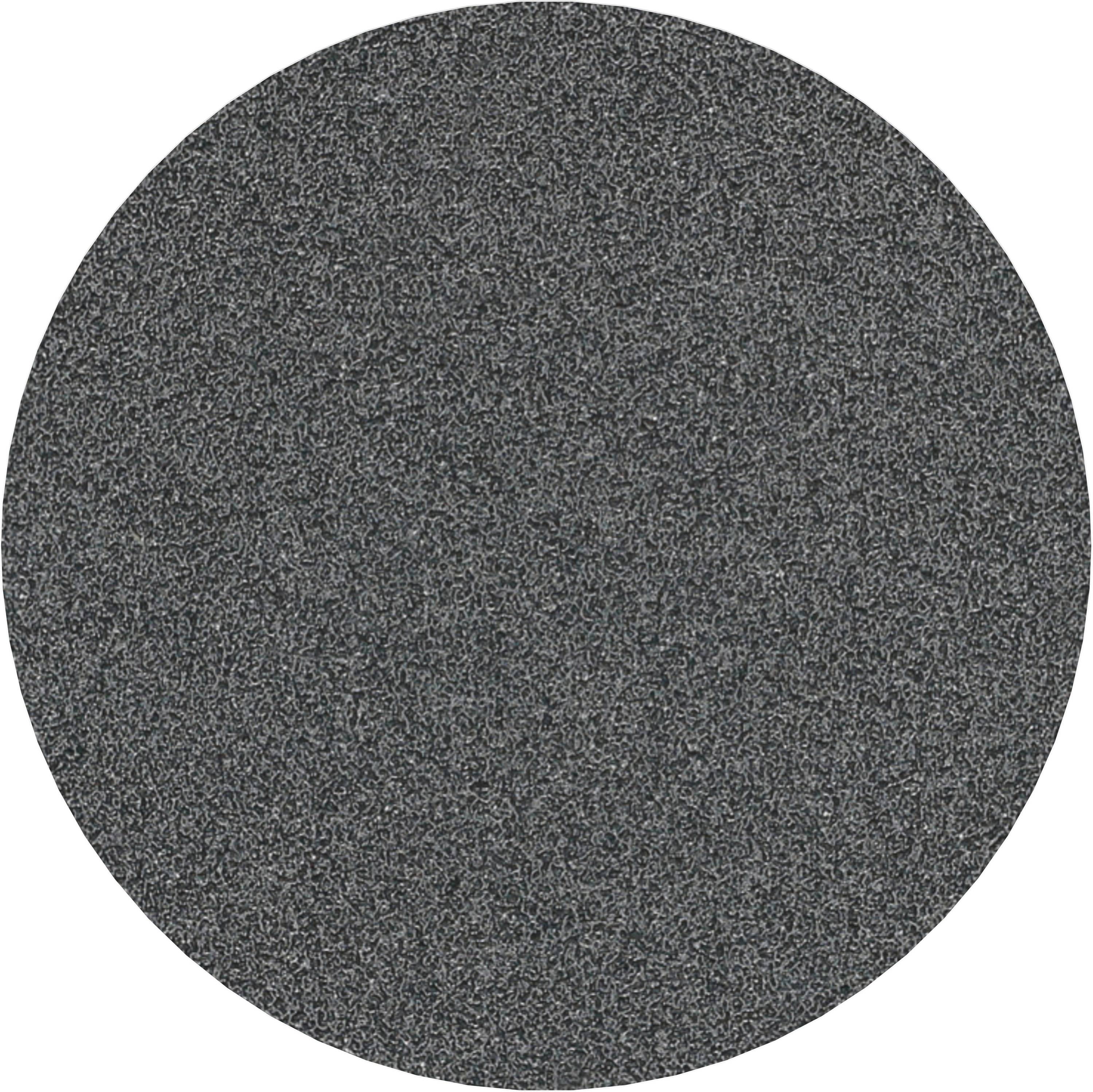 Une meule abrasive ronde à grain fin, grise, riche en texture, adaptée à l'usinage des métaux.