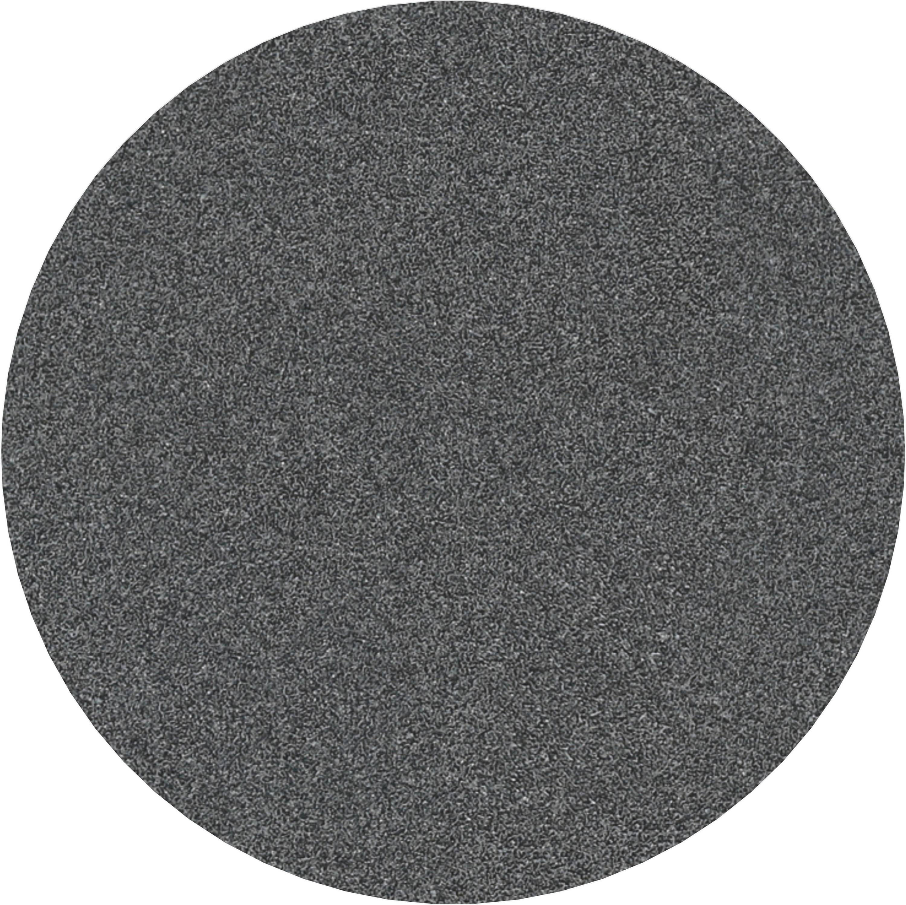 Disque abrasif rond, gris, avec une texture rugueuse, adapté pour le travail du métal ou du bois.