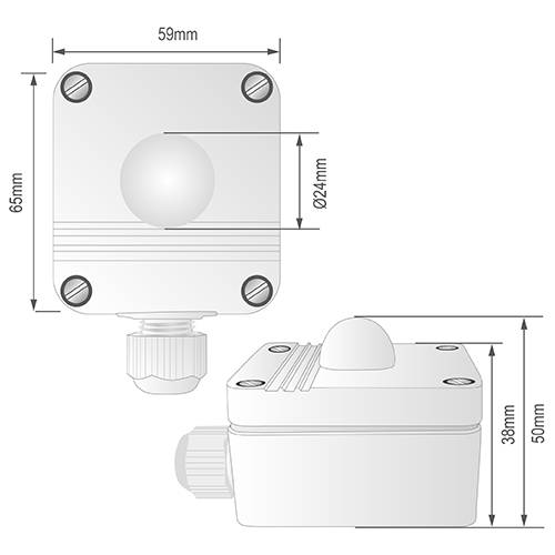 B + B Thermo-Technik 0555 3001 Capteur de lumière 1 pc(s) 12 - 24 V/DC (L x l x H) 65 x 59 x 38 mm