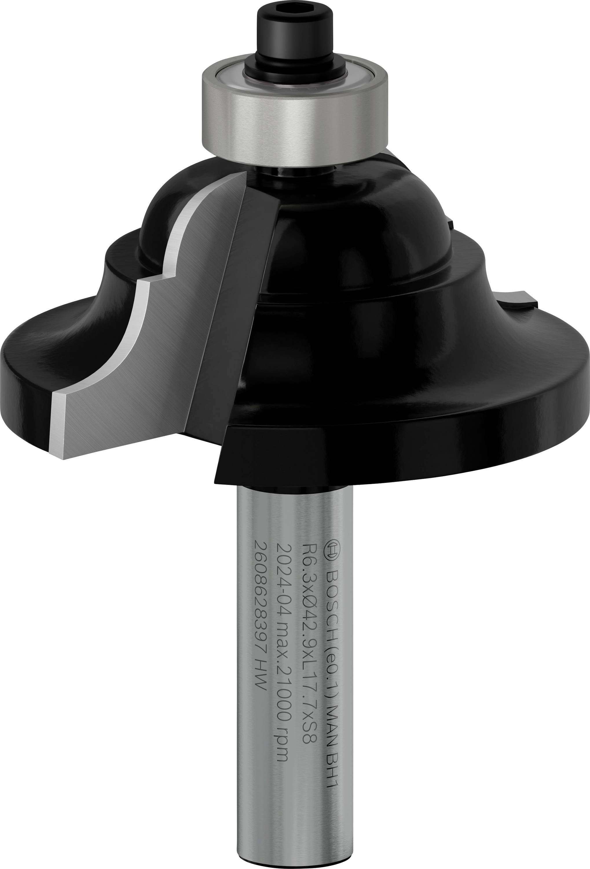 Un fraiseur noir et argent pour travaux sur bois avec tranchant net et support de sécurité, adapté pour des travaux de fraisage précis.