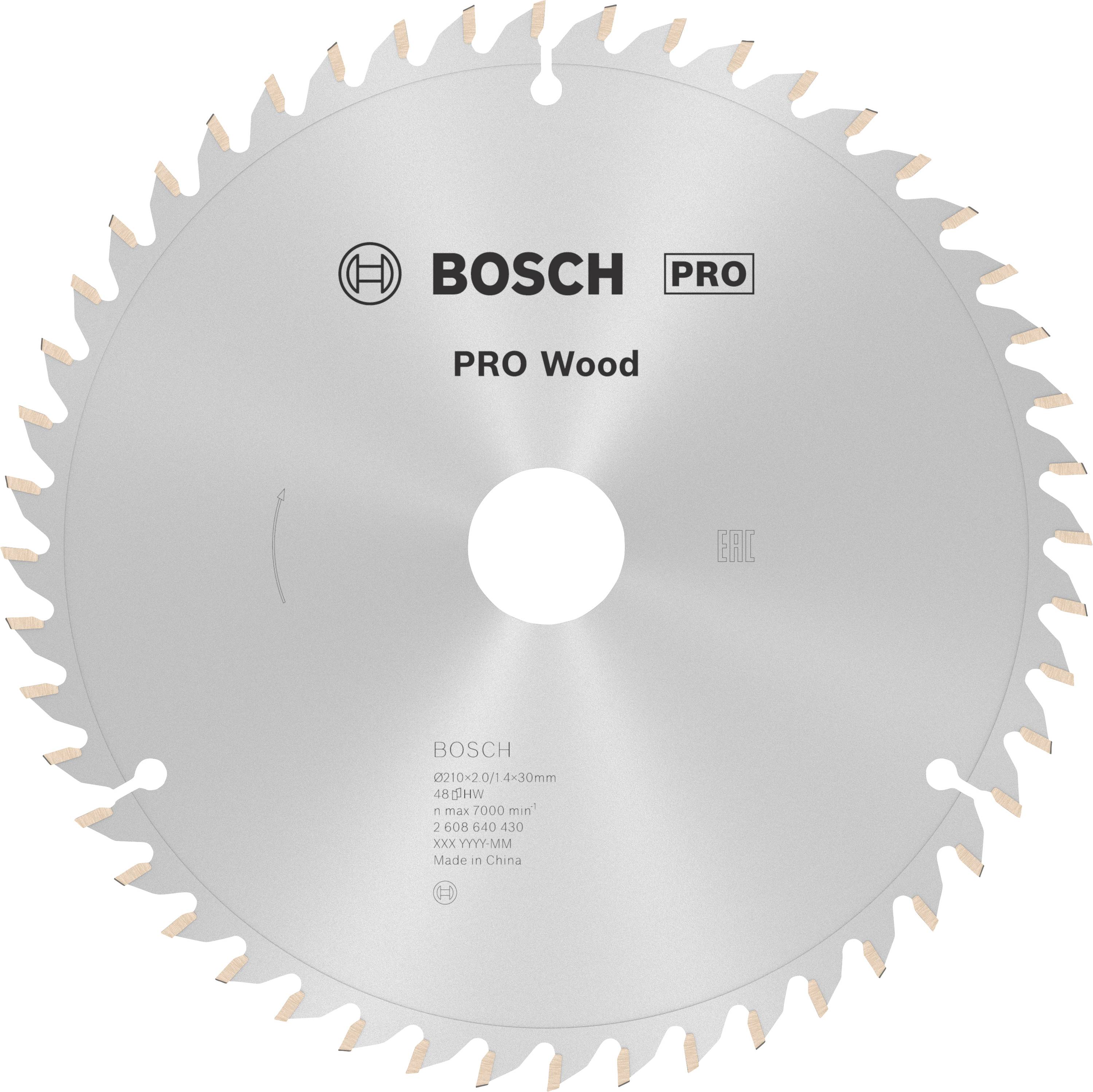 Lame de scie circulaire Bosch 'PRO Wood', 60 dents, adaptée pour le bois.