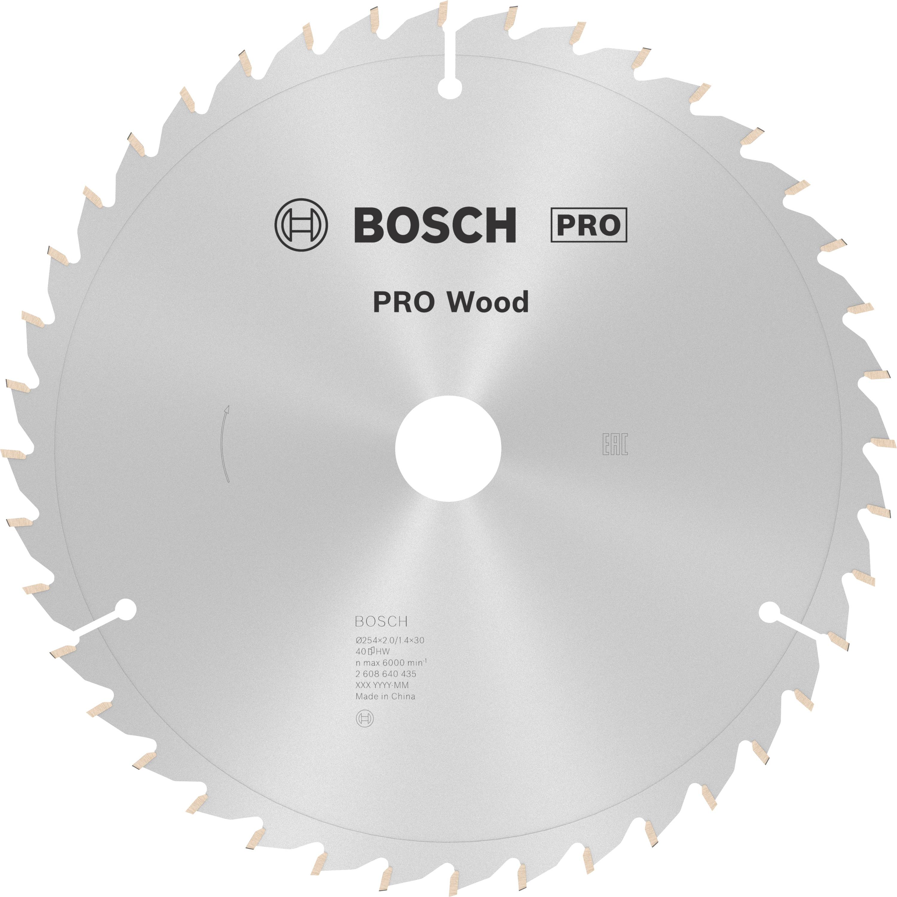 Lame de scie circulaire Optiline Wood, 254 x 30 x 2,0 mm, 40, SB2, 0 K&G négatif Bosch Accessories 2608640435 Épaisseur:2.0 mm