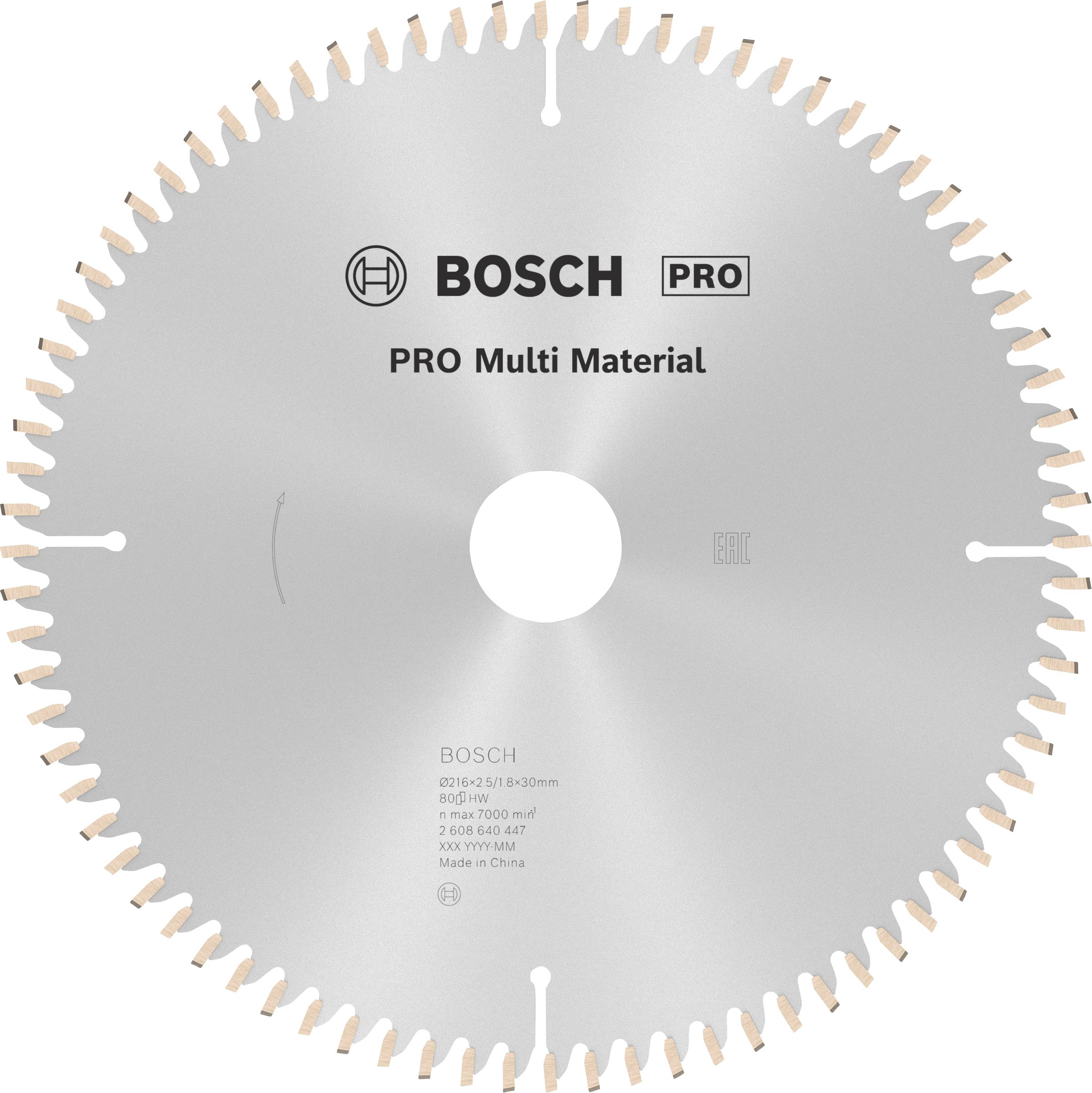 Lame de scie circulaire Bosch 'PRO Multi Matériaux', diamètre 300 mm, 96 dents, adaptée à différents matériaux.