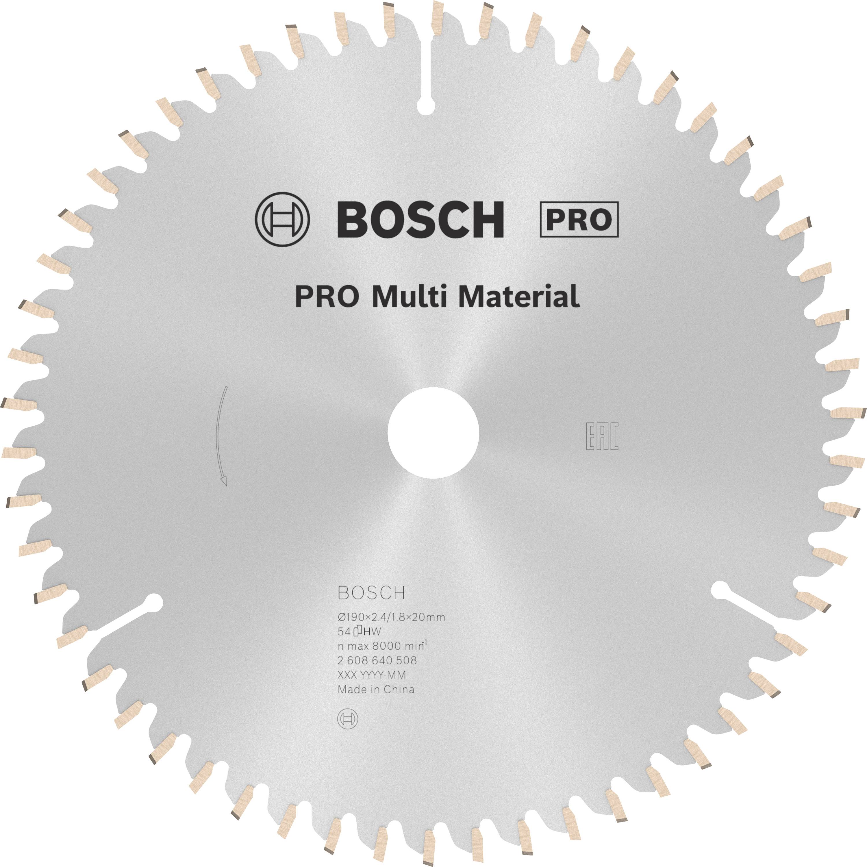 Lame de scie circulaire Bosch Pro Multi Material, adaptée à plusieurs matériaux, diamètre 216 mm, 60 dents.