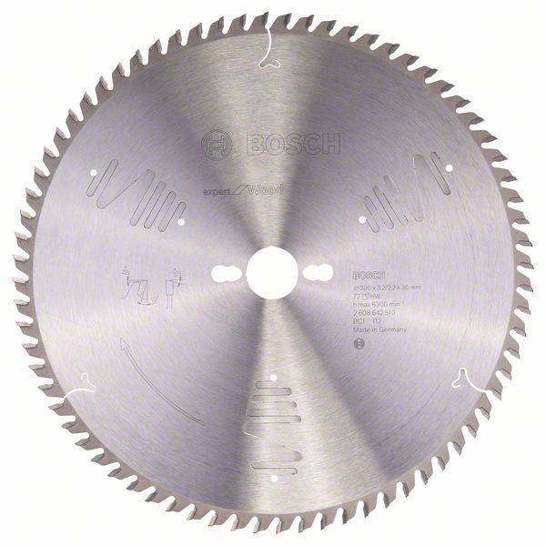 Bosch Accessories Expert for Wood 2608642510 Lame de scie circulaire 300 x 30 x 3.2 mm Nombre de dents: 72 1 pc(s)