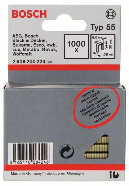 Lot de 1000 agrafes Bosch type 55 (largeur 6 mm, longueur 8 mm), compatibles avec AEG, Bosch et autres modèles.