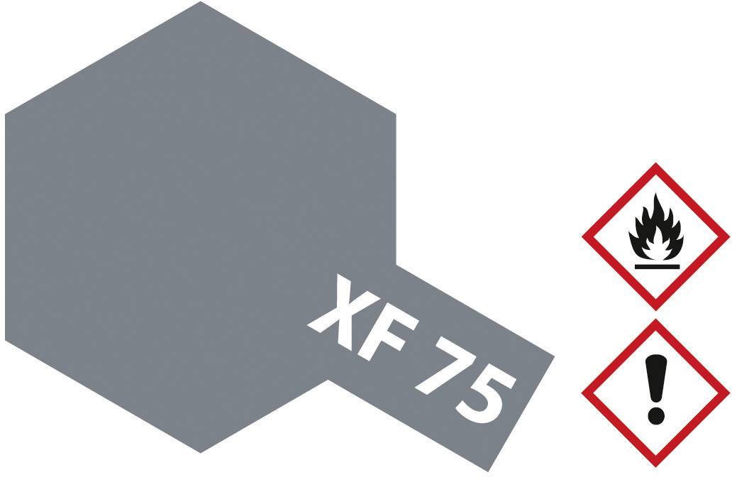 Hexagone gris avec 'XF 75' à côté. À droite, symboles : flamme pour l'inflammabilité, point d'exclamation pour l'avertissement de danger.