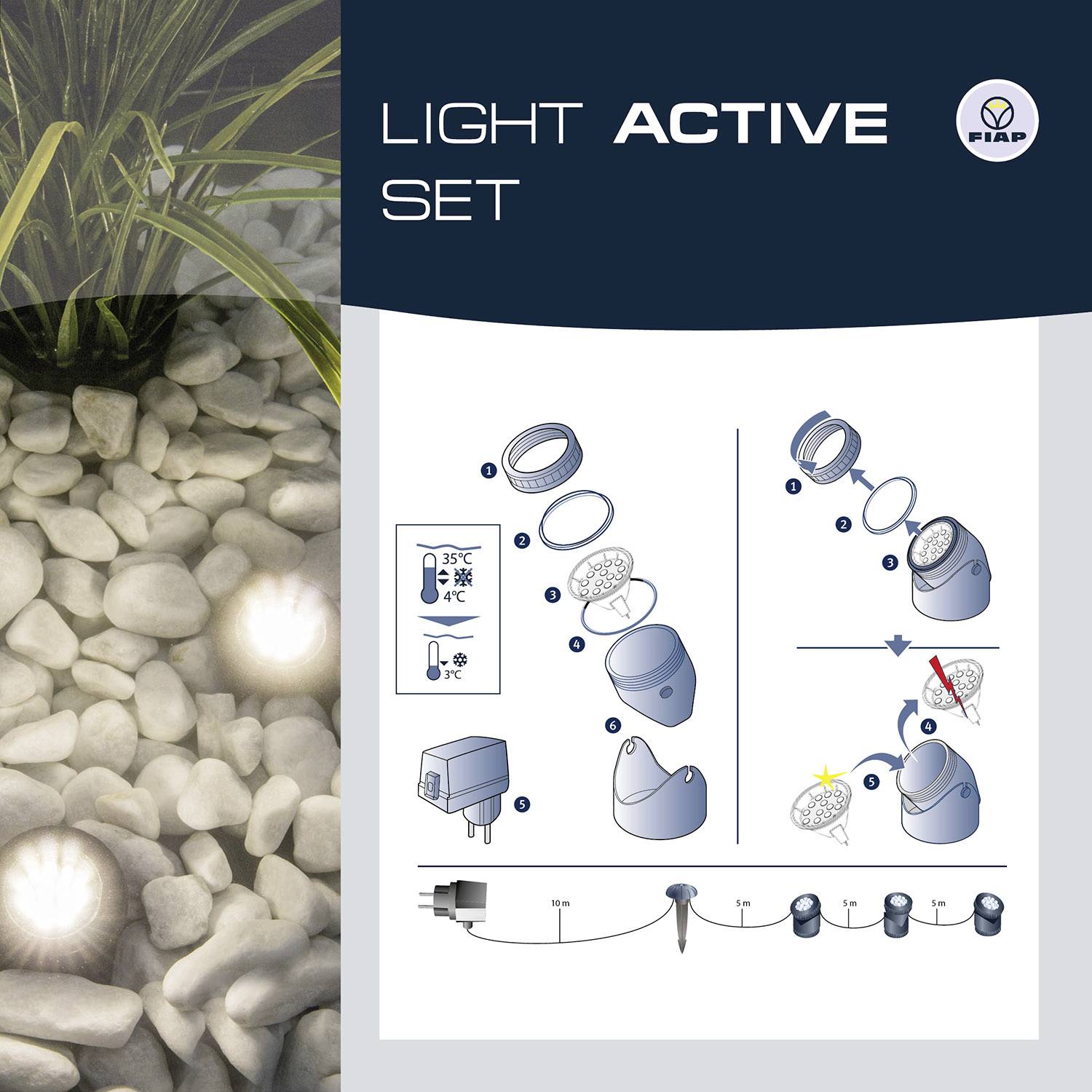 Éclairage d'étang LED intégrée Set Light Active 3210 Fiap