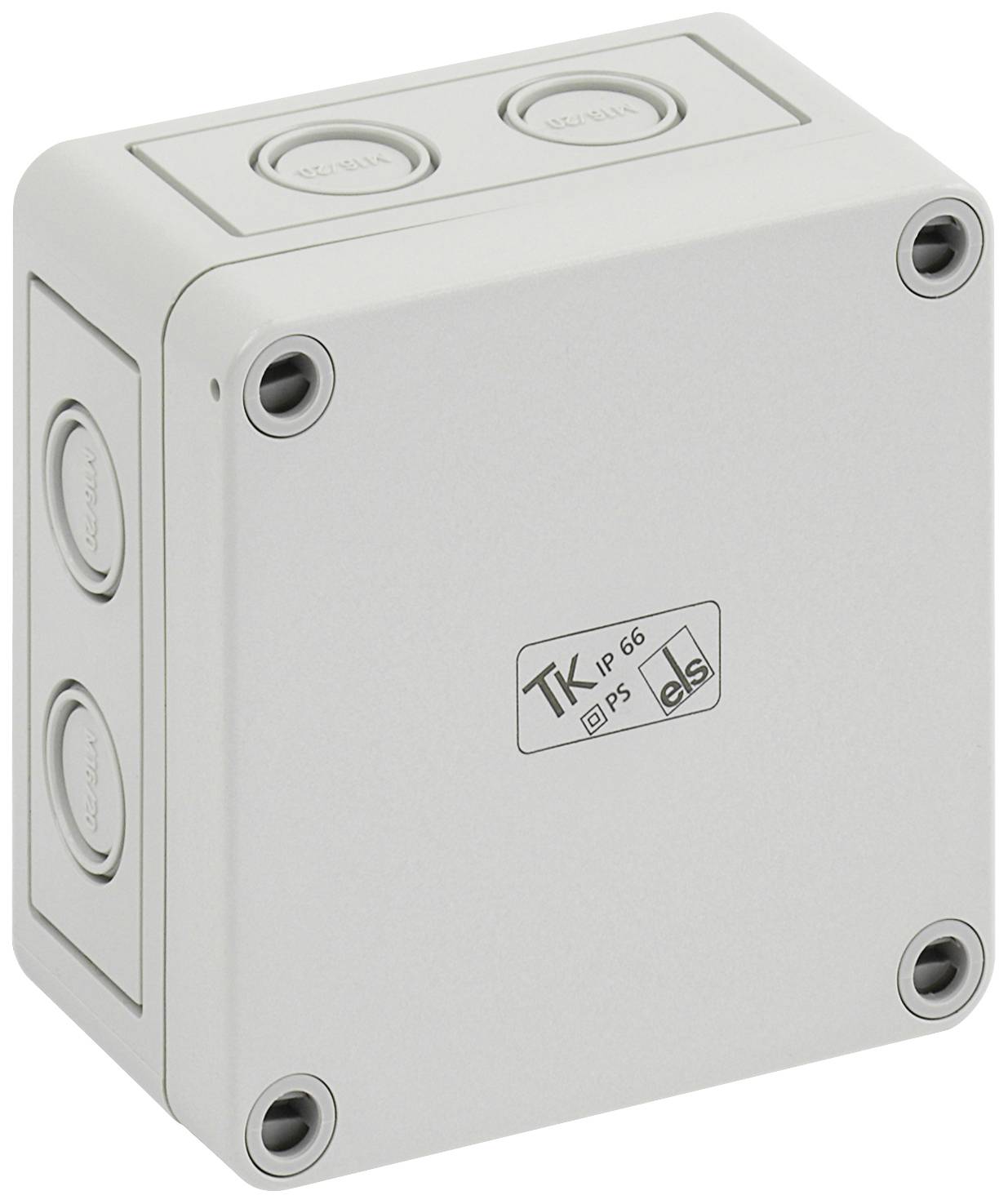 Boîte de dérivation en plastique blanc avec inscription 'TK IP66'.