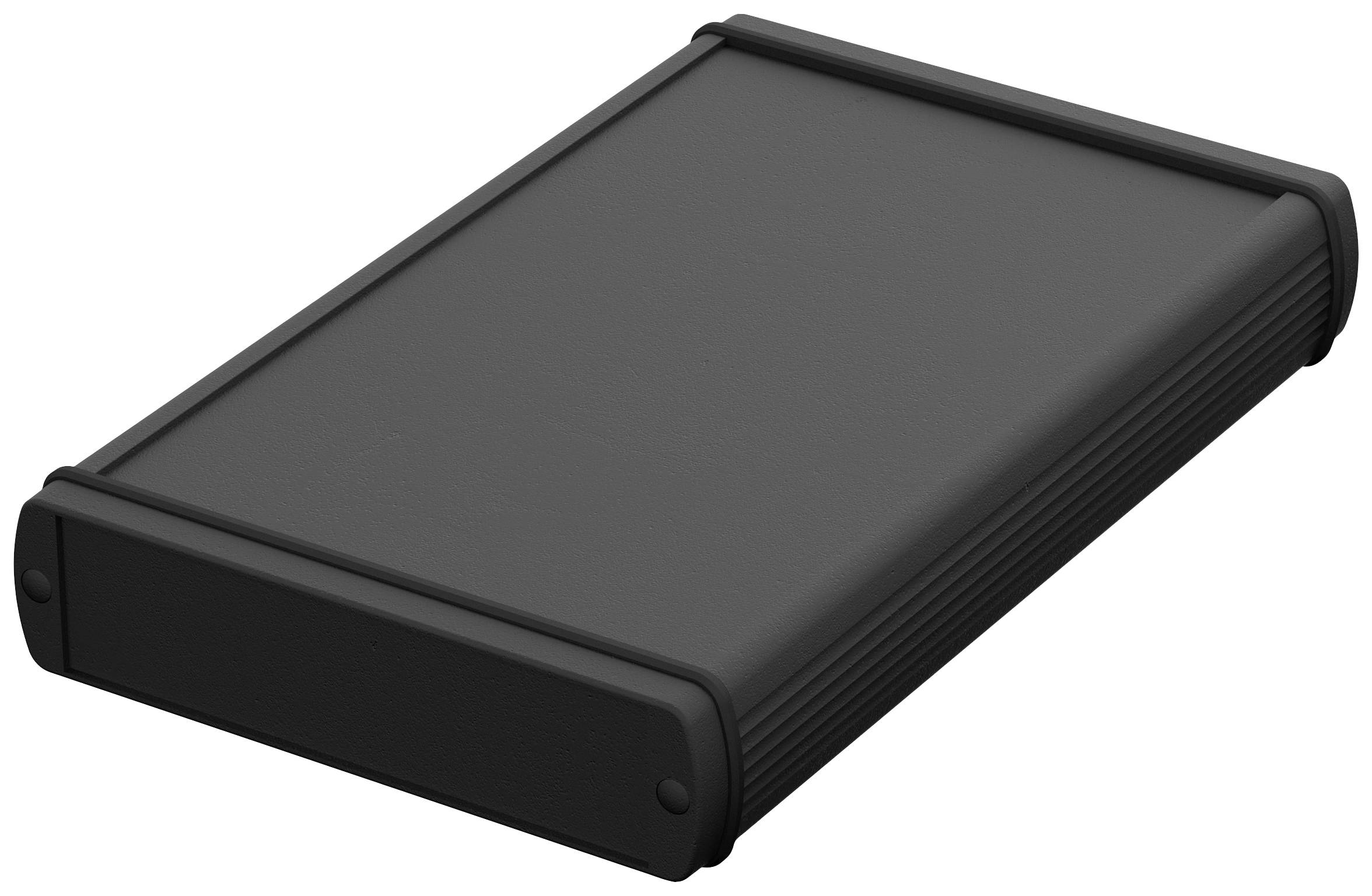 Boîtier externe de disque dur en plastique, de forme rectangulaire, avec des bords latéraux robustes pour une protection contre les chocs.