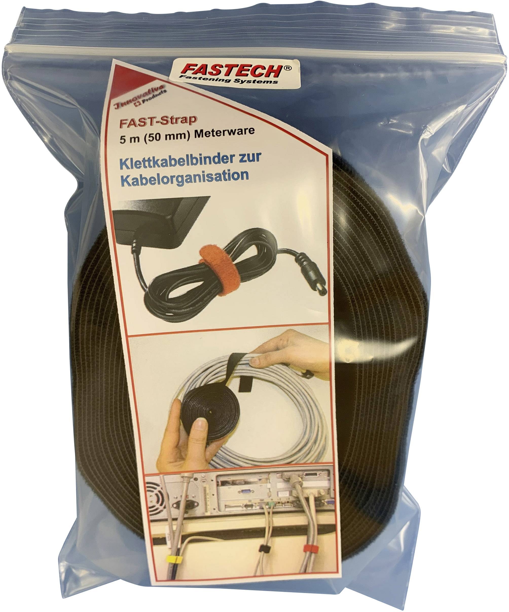 FASTECH® 699-330-Bag Bande auto-agrippante pour grouper partie velours et partie agrippante (L x l) 5000 mm x 50 mm noir 5 m