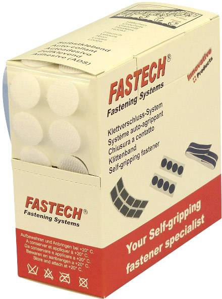 FASTECH® B20-COIN000005 Pastilles rondes auto-agrippantes hotmelt à coller partie velours et partie agrippante (Ø) 20 mm blanc