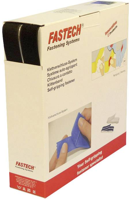 FASTECH® B30-SKL999925 Bande auto-agrippante hotmelt à coller partie velours et partie agrippante (L x l) 25000 mm x 30 mm noir