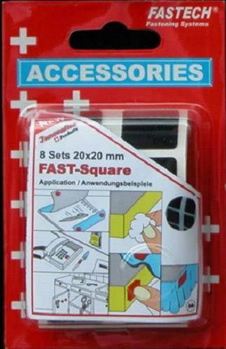 FASTECH® 682-330 Pastilles carrées auto-agrippantes hotmelt à coller partie velours et partie agrippante (L x l) 20 mm x 20 mm