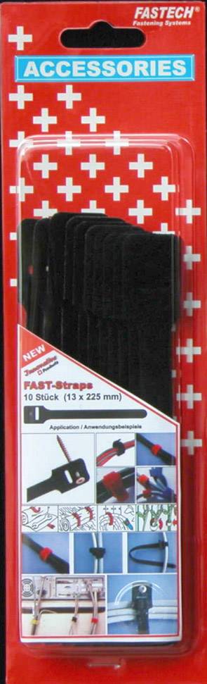 FASTECH® 894-008 Collier de serrage auto-agrippant à visser partie velours et partie agrippante (L x l) 225 mm x 13 mm noir 10