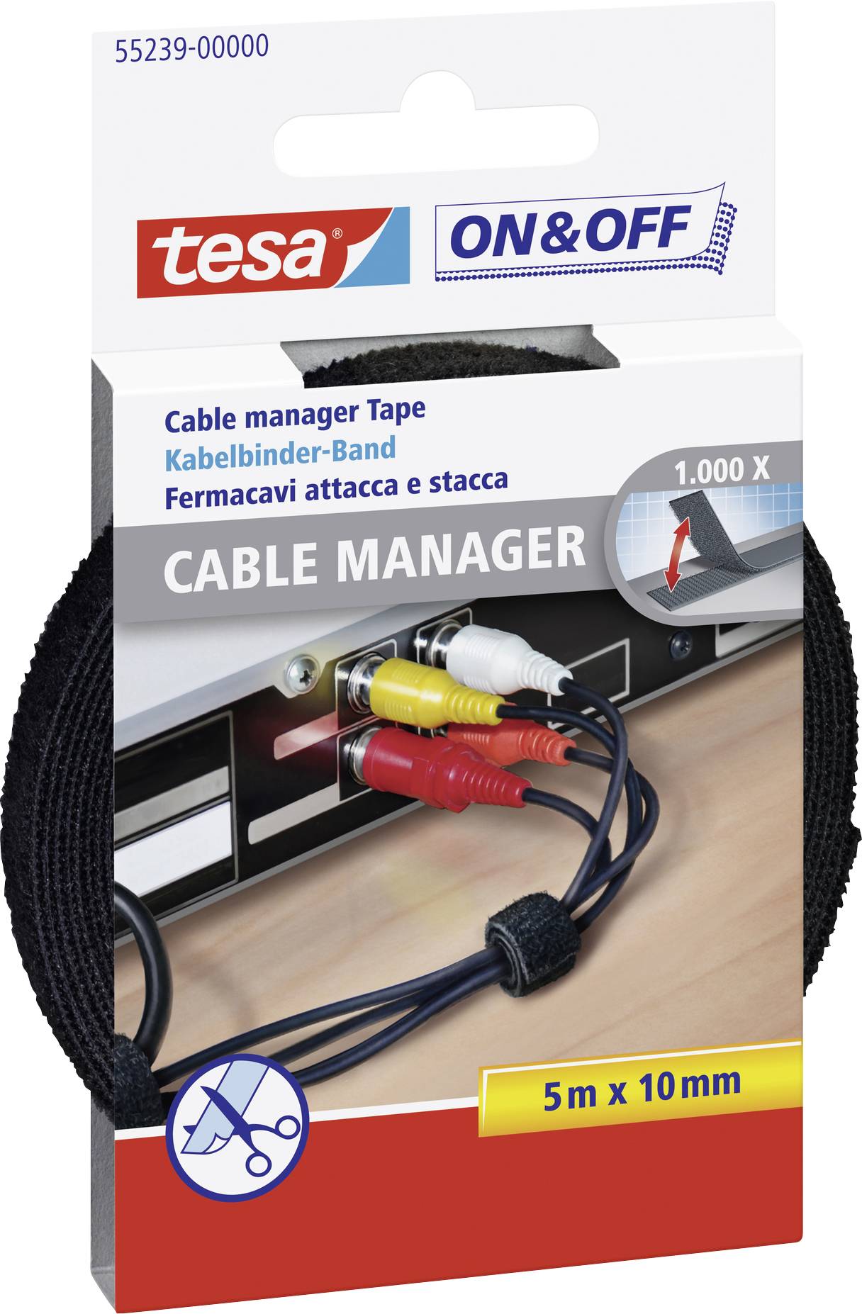 TESA On & Off 55239-00-00 Collier de serrage auto-agrippant pour grouper partie velours et partie agrippante (L x l) 5000 mm x 10