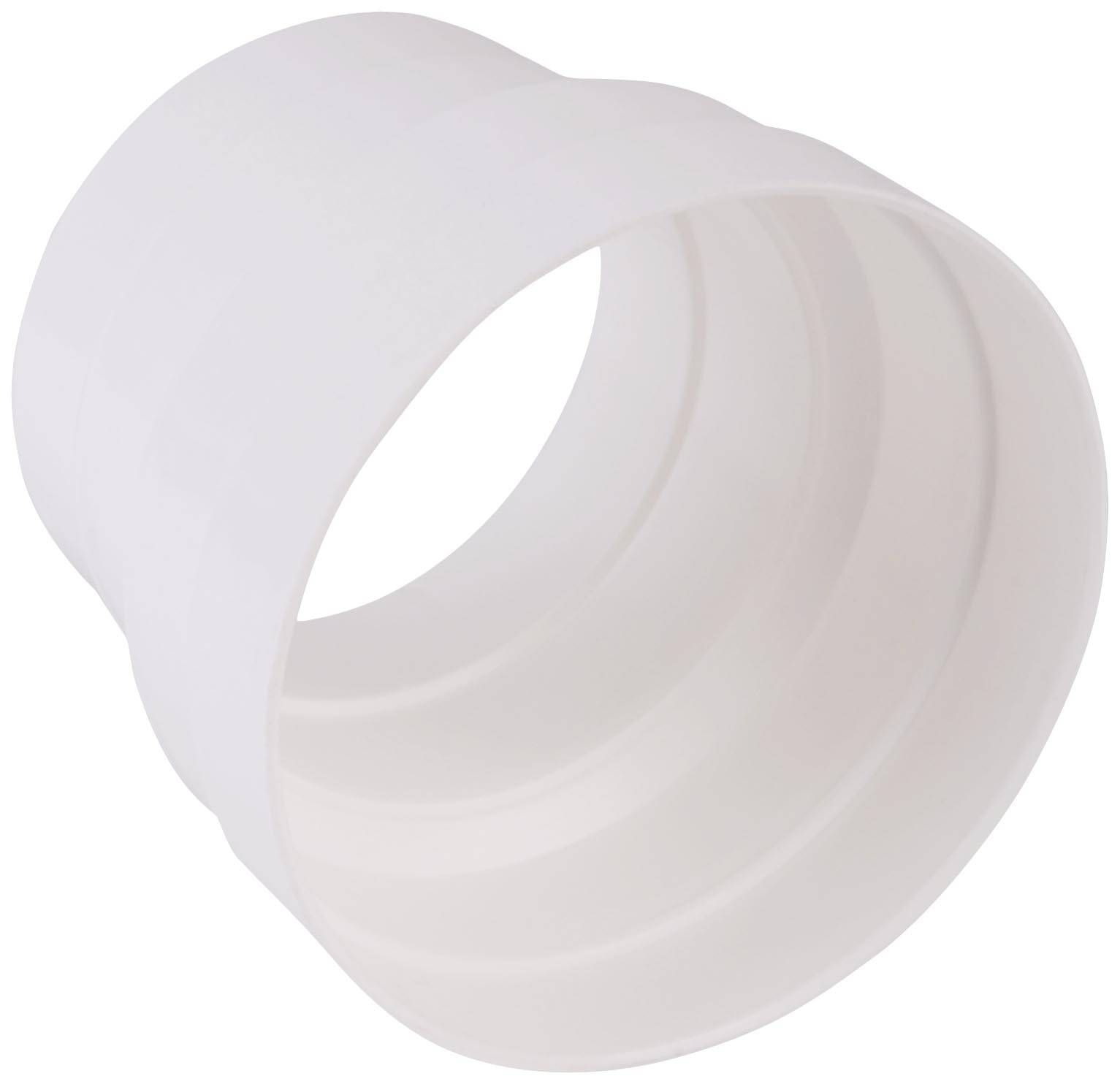 Un adaptateur de conduit d'air flexible blanc à rétrécissement conique. Adapté pour raccorder des tuyaux de ventilation dans les systèmes de climatisation.