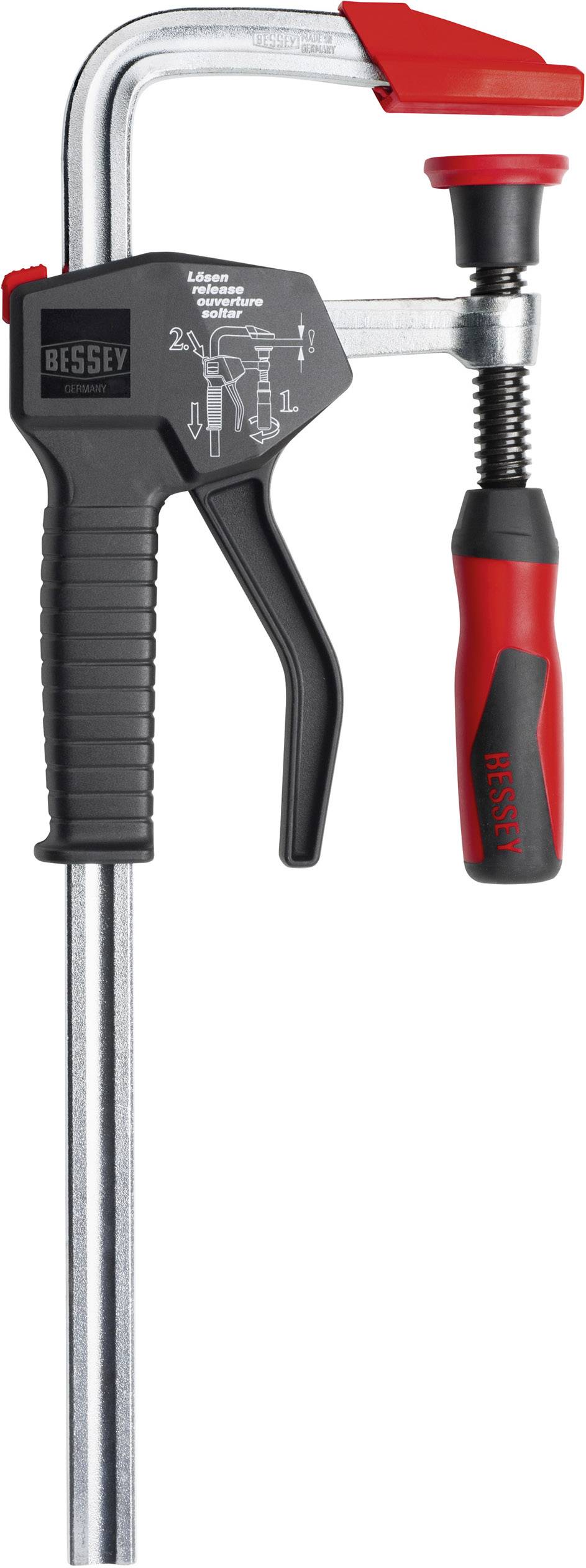 Presse "Une main" avec poignée bi-matière Bessey EHZ30-2K Envergure max.:300 mm Mesures d'empattement:100 mm