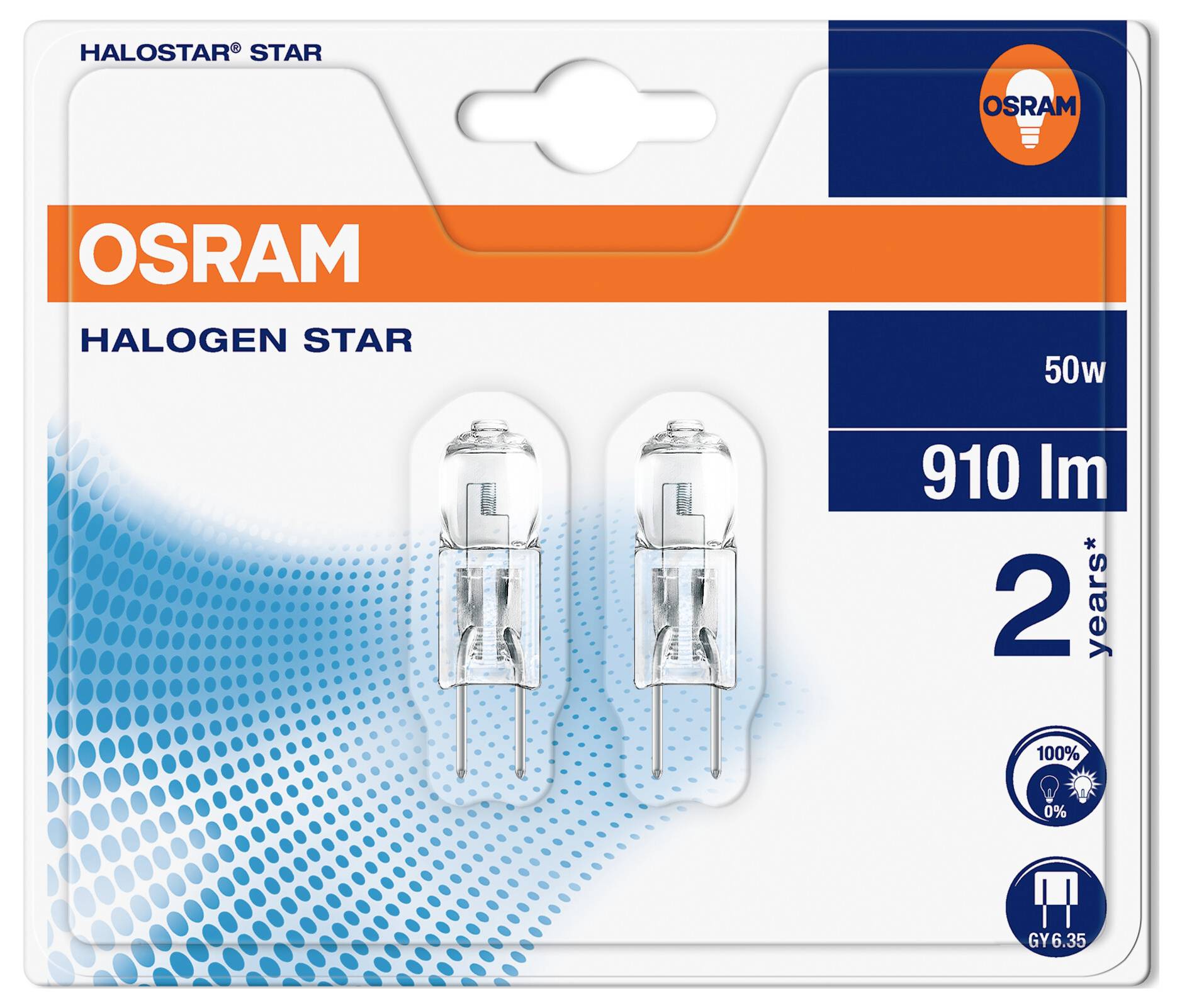 OSRAM HOMELIGHTING Ampoule halogène CEE: G (A - G) GY6.35 12 V 50 W blanc chaud culot à ergots à intensité variable 2 pc(s)