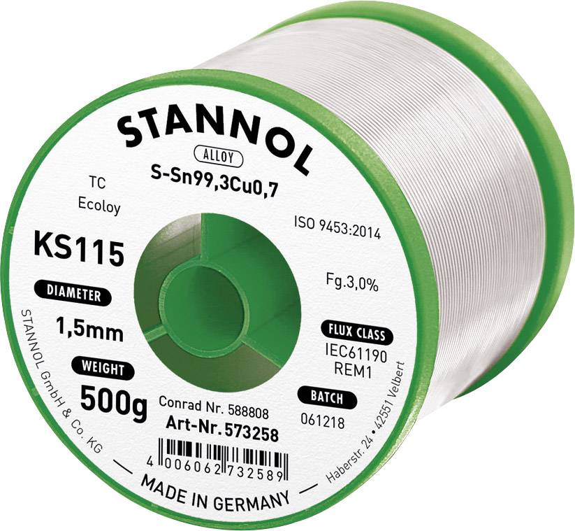 Étain à souder KS115 3,0% 1,5MM 500G Stannol 573258