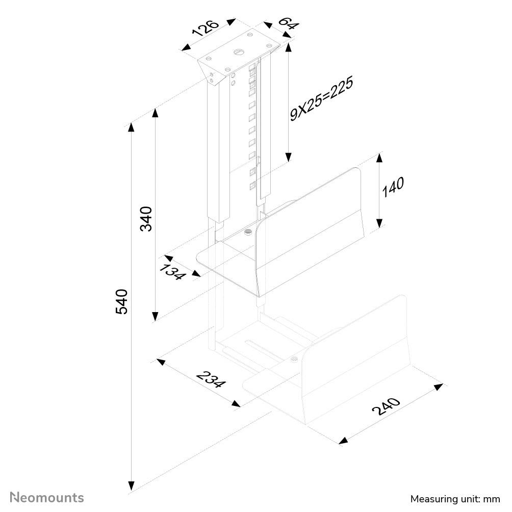 Neomounts Support pour PC sous la table CPU-D200SILVER CPU-D200SILVER argent Poids max. admissible=30 kg
