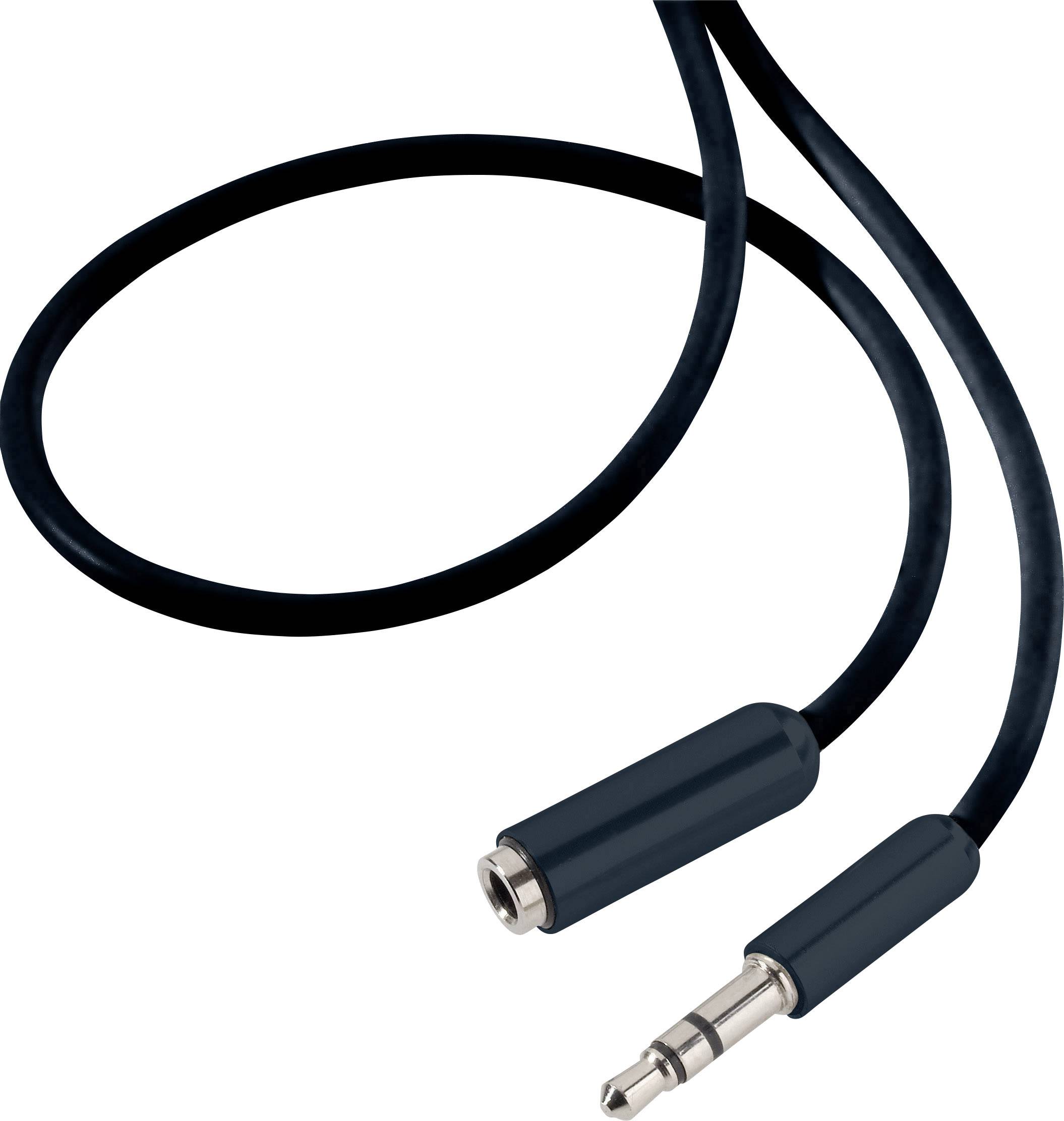 Rallonge SpeaKa Professional SP-7870692 Jack audio [1x Jack mâle 3.5 mm - 1x Jack femelle 3.5 mm] 1.50 m noir gaine ultra-douce