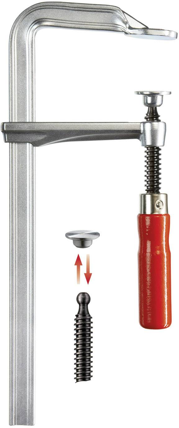Presse à vis en fonte malléable GZ 400/120 Bessey GZ40-12 Envergure max.:400 mm Mesures d'empattement:120 mm