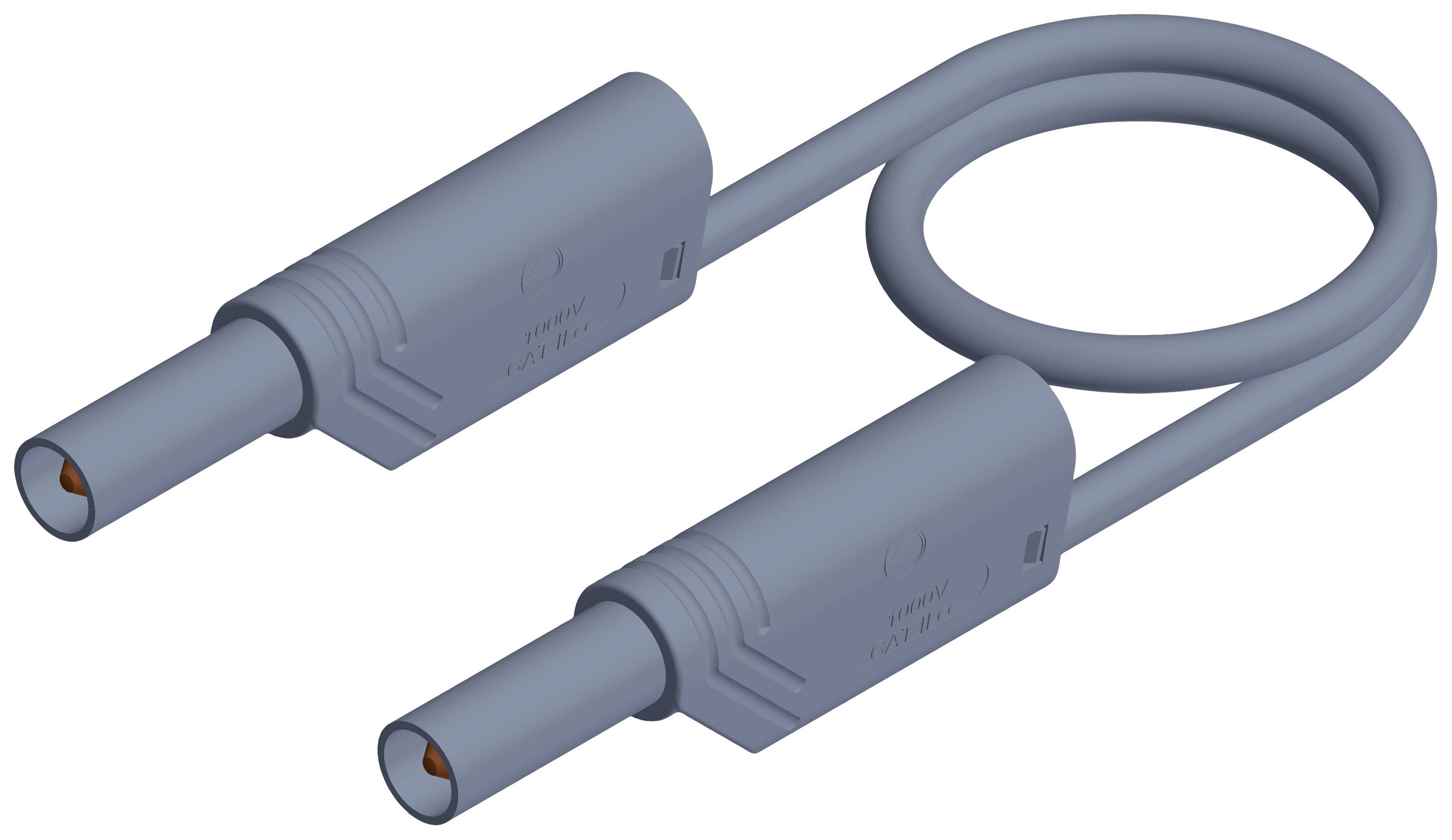 Câble médical gris avec deux fiches, reliées en boucle.