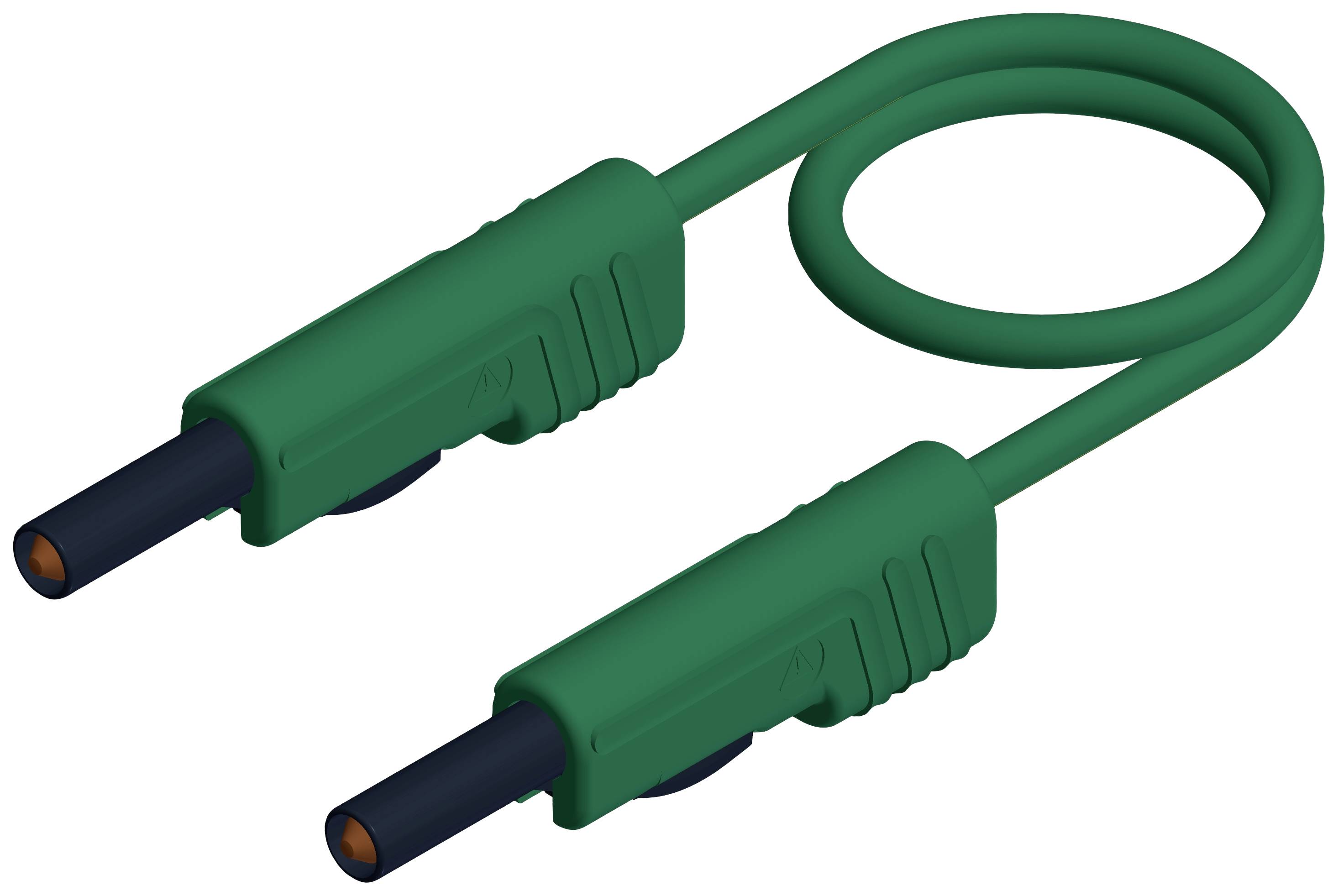 Câble de test vert avec deux fiches noires, typiquement utilisé pour les mesures électriques.