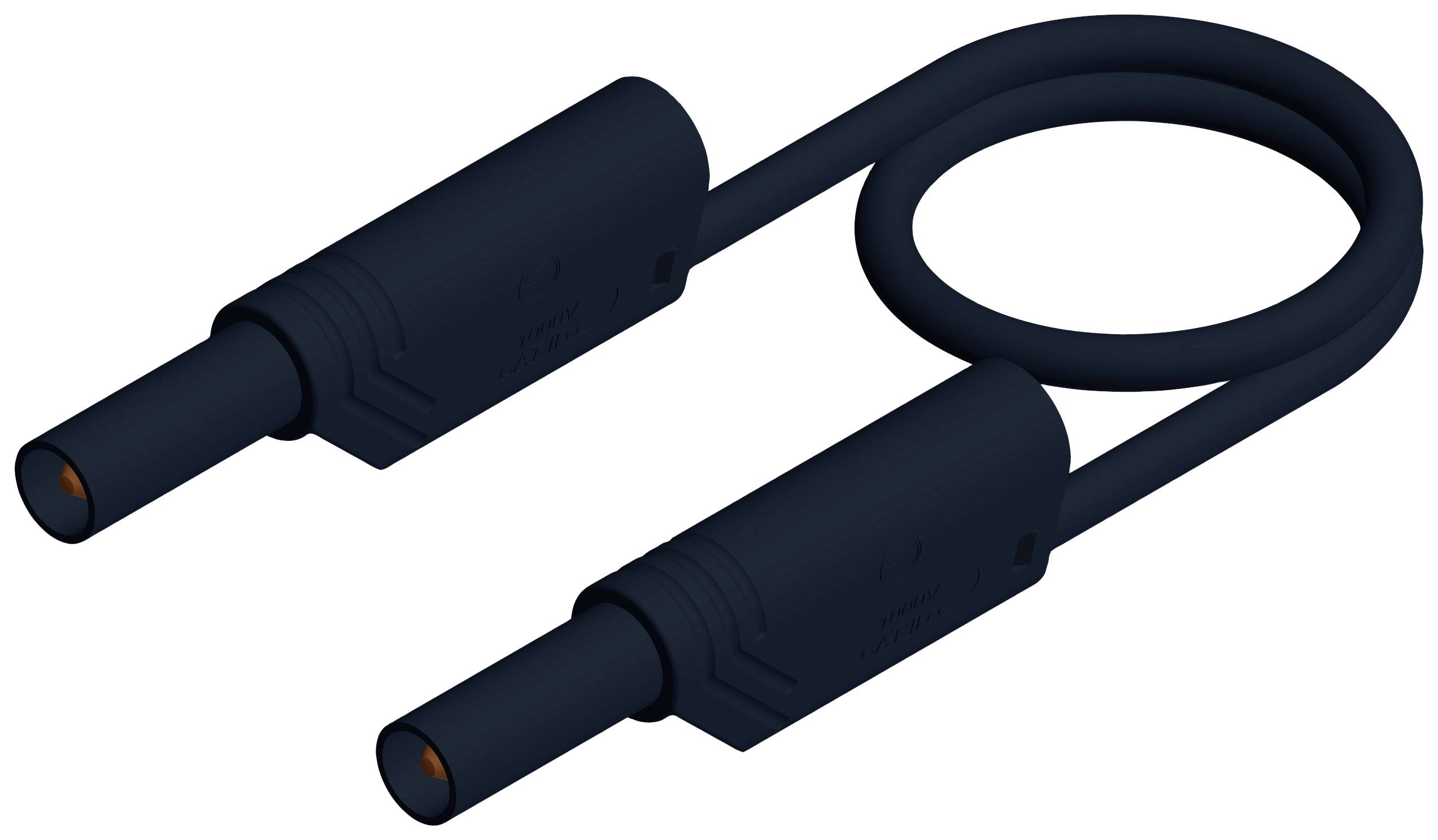 Un câble audio noir avec deux fiches identiques.