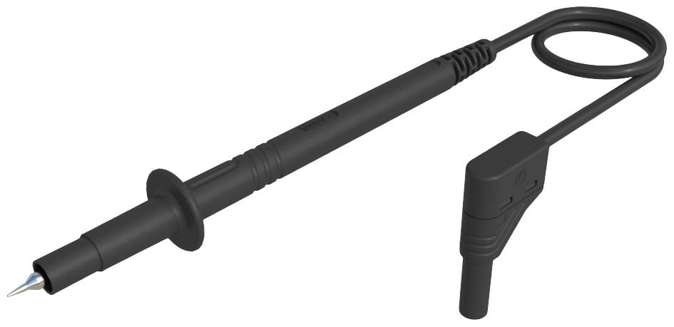 Un appareil de mesure noir avec une extrémité pointue et un câble pour des mesures électriques.