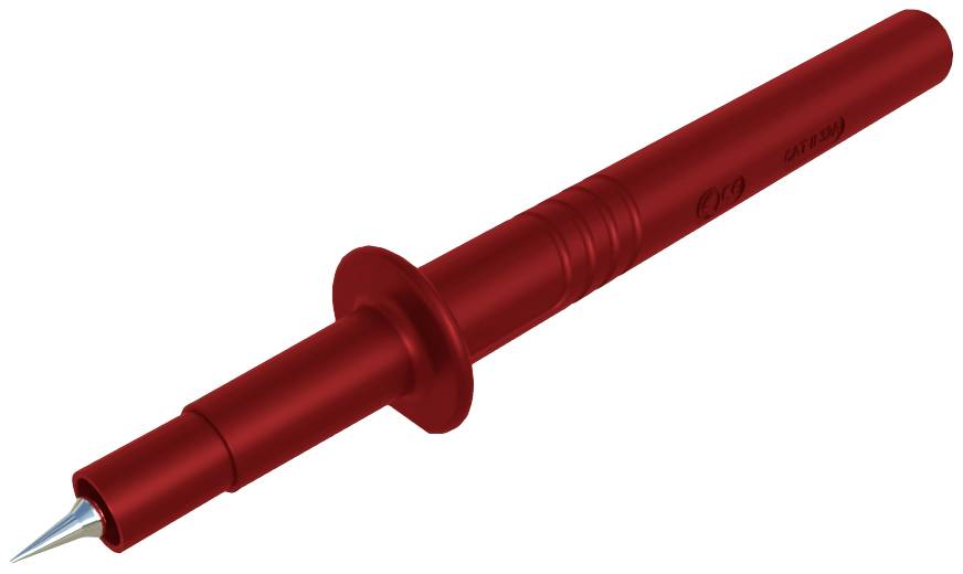 Un testeur de pointe de test rouge avec une pointe en métal, souvent utilisé pour mesurer les signaux électriques ou les tensions dans les câbles.