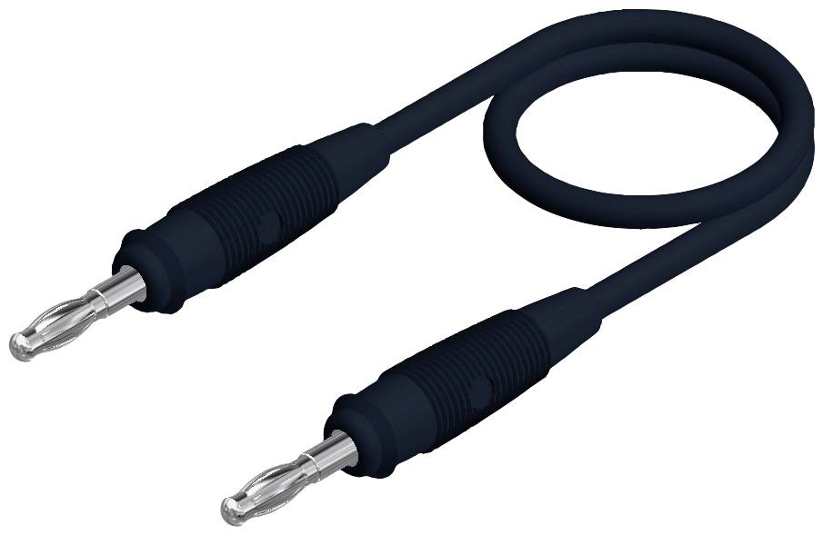 Câble audio noir avec deux fiches à ses extrémités, utilisé pour connecter des appareils audio.