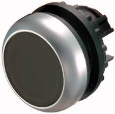 Un bouton rond en argent avec une surface noire, adapté aux applications industrielles ou aux commandes de machines.