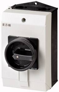 Un interrupteur électrique principal dans un boîtier blanc avec une poignée de commande noire. Il est conçu pour contrôler les circuits électriques.