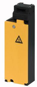 Un appareil électronique jaune, rectangulaire, avec une partie supérieure noire et un symbole d'avertissement de surface chaude à l'avant.