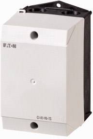 Un interrupteur Eaton blanc, modèle CI-K1-95-TS, dans un boîtier noir. Utilisé dans les installations électriques.