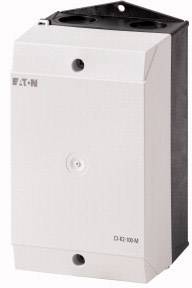 Dispositif électrique de commutation d'Eaton, modèle CI-K2 100-M, de forme rectangulaire avec un boîtier blanc et une partie supérieure noire.