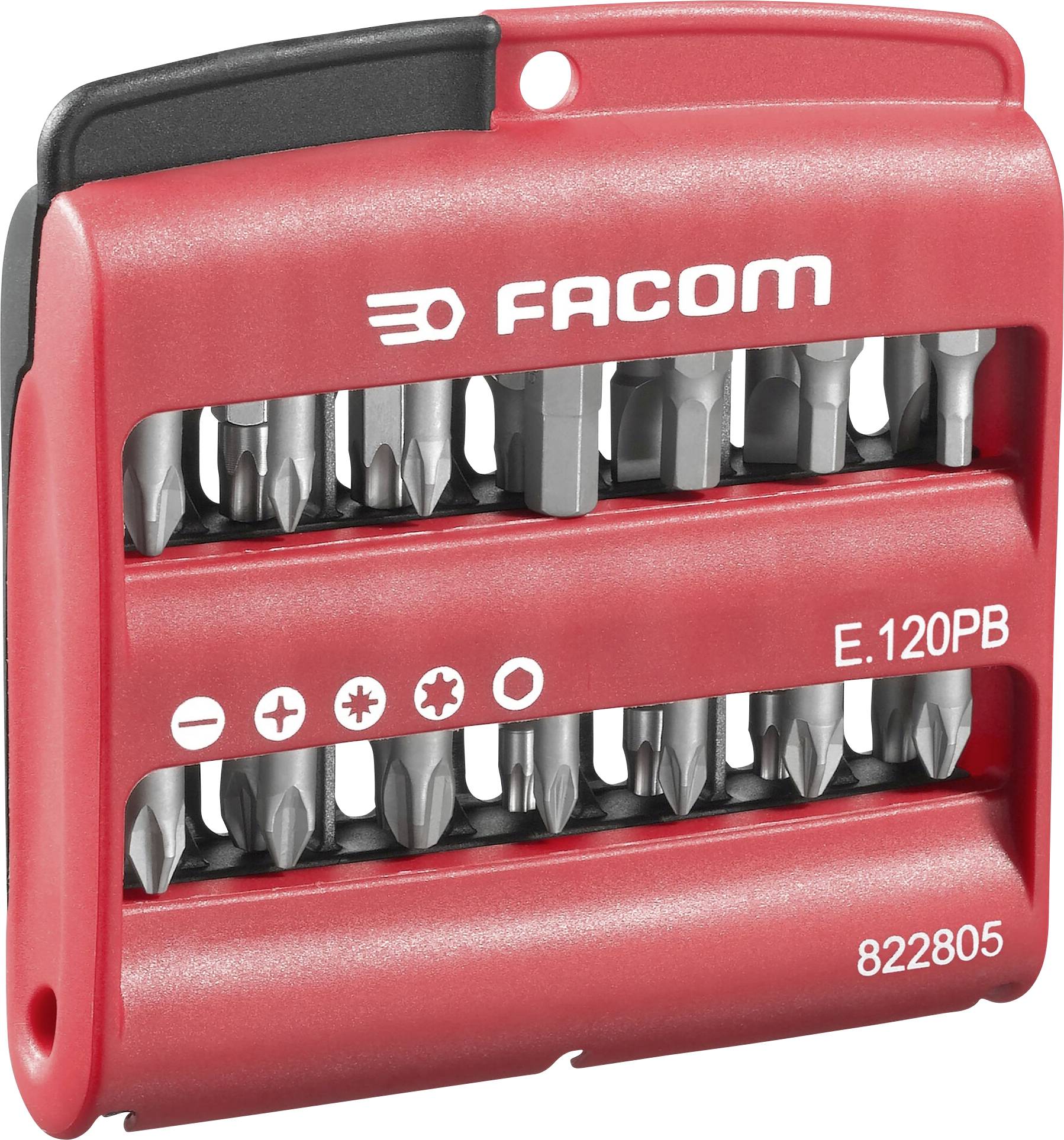 Facom E.120PB Jeu d'embouts 28 pièces cruciforme Phillips, vis Pozidriv, 6 pans intérieurs, 6 pans intérieurs (TX)