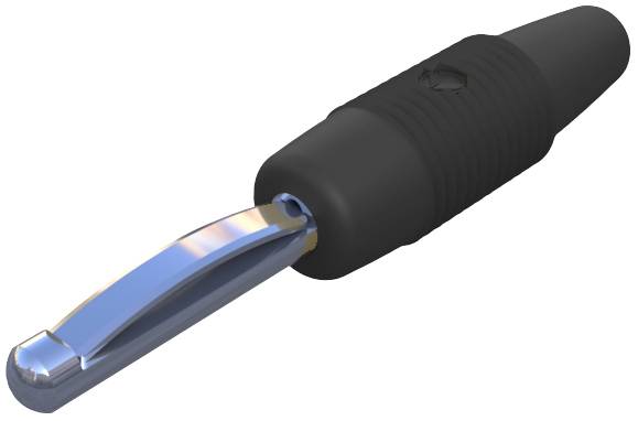 Un manchon de connexion noir avec un clip métallique argenté. Adapté pour des applications industrielles ou techniques.
