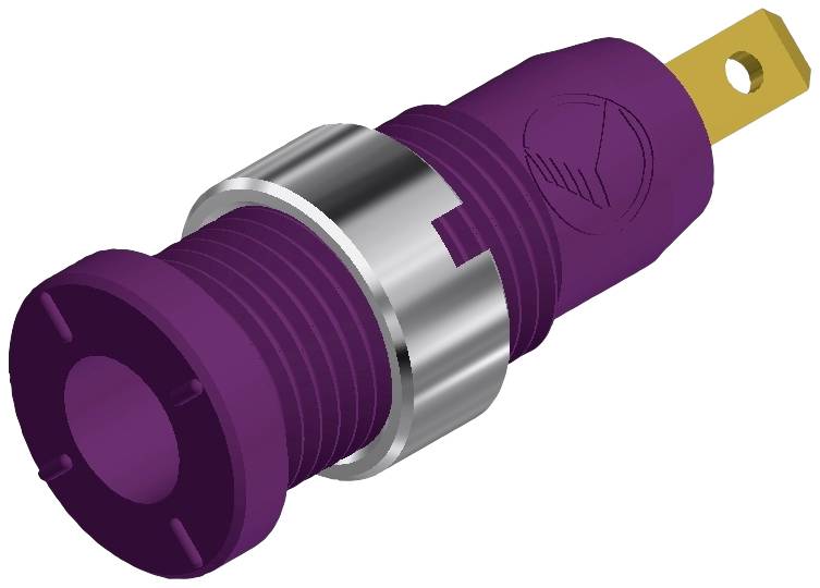 Un bouton de commande violet pour un appareil électrique avec des composants métalliques et une connexion dorée.