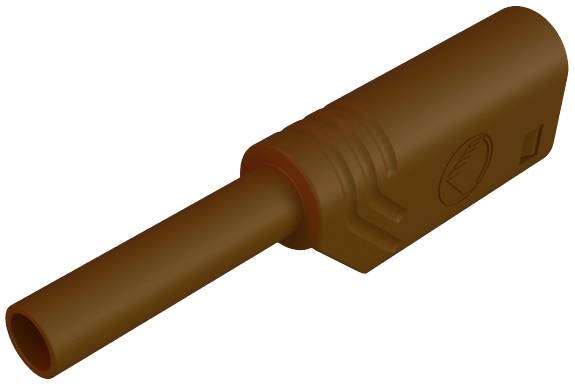 Connecteur cylindrique marron avec poignée striée, adapté pour les connexions électriques.